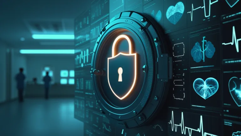 Secure digital vault protecting cardiology billing data, symbolizing HIPAA VaultOps™ safeguarding PHI beyond spreadsheets.